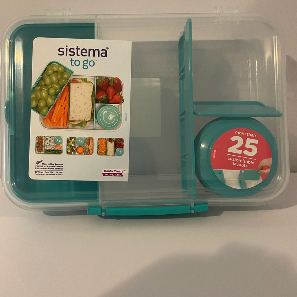 Sistema To Go Bento Box - Clear and Teal